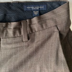 Banana Republic Dawson Pants Men's 32x32 Brown Pinstripe Flat Front Wool Blend